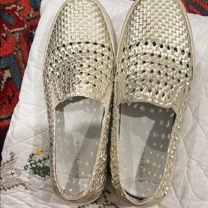 Gold Woven Slip-On Shoes